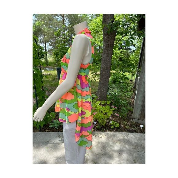 Nanette Lepore Neon Sheer Hi-low Tunic Keyhole Sz S NWOT Barbiecore - Picture 4 of 16